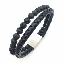 Load image into Gallery viewer, Fancy Stainless steel &amp; Genuine Leather Bracelet
