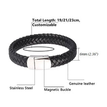 Load image into Gallery viewer, Fancy Stainless steel &amp; Genuine Leather Bracelet
