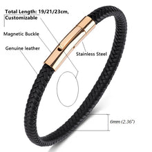Load image into Gallery viewer, Fancy Stainless steel &amp; Genuine Leather Bracelet
