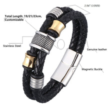 Load image into Gallery viewer, Fancy Stainless steel &amp; Genuine Leather Bracelet

