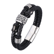 Load image into Gallery viewer, Fancy Stainless steel &amp; Genuine Leather Bracelet
