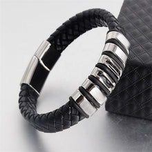 Load image into Gallery viewer, Fancy Stainless steel &amp; Genuine Leather Bracelet
