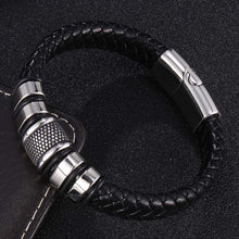 Load image into Gallery viewer, Fancy Stainless steel &amp; Genuine Leather Bracelet

