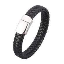 Load image into Gallery viewer, Fancy Stainless steel &amp; Genuine Leather Bracelet

