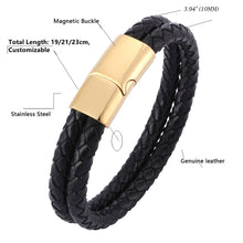 Load image into Gallery viewer, Fancy Stainless steel &amp; Genuine Leather Bracelet
