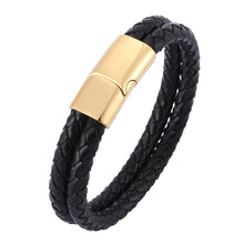 Load image into Gallery viewer, Fancy Stainless steel &amp; Genuine Leather Bracelet
