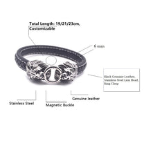 Load image into Gallery viewer, Fancy Stainless steel &amp; Genuine Leather Bracelet
