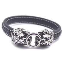 Load image into Gallery viewer, Fancy Stainless steel &amp; Genuine Leather Bracelet
