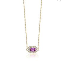 Load image into Gallery viewer, PINK SAPPHIRE HALO DIAMOND NECKLACE (0.30CTW) 14K Gold
