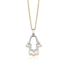 Load image into Gallery viewer, THREE COLOR HAMSA WITH DIAMONDS (0.23CTW) 14K Gold
