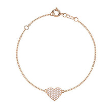 Load image into Gallery viewer, MY SINGLE HEART PAVE BRACELET (0.30 CTW) 14K Gold
