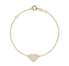 Load image into Gallery viewer, MY SINGLE HEART PAVE BRACELET (0.30 CTW) 14K Gold
