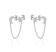 Load image into Gallery viewer, MOON STAR CHAIN  DIAMOND EARRINGS(0.25CTW) 14K Gold
