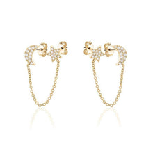 Load image into Gallery viewer, MOON STAR CHAIN  DIAMOND EARRINGS(0.25CTW) 14K Gold
