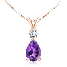 Load image into Gallery viewer, Amethyst Pear shaped Pendant And  Diamond (0.15ctw.)
