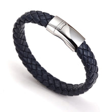 Load image into Gallery viewer, Fancy Stainless steel &amp; Genuine Leather Bracelet

