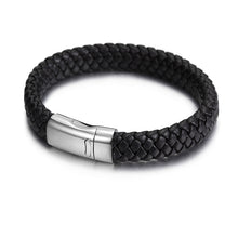 Load image into Gallery viewer, Fancy Stainless steel &amp; Genuine Leather Bracelet
