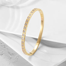 Load image into Gallery viewer, SINGLE ROW CZ STONE HINGED BANGLE
