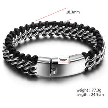 Load image into Gallery viewer, Fancy Stainless steel &amp; Leather Bracelet
