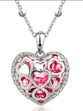 Load image into Gallery viewer, Stainless Steel Heart Pendant Made with Crystal from SWAROVSKI®-Rose Crystal
