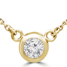 Load image into Gallery viewer, Round Bezel Yellow14K Gold Diamond Solitaire Pendant

