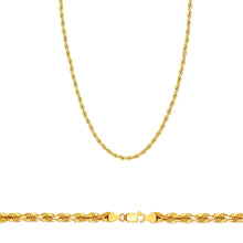 Load image into Gallery viewer, 10K Yellow Gold 2.0MM Solid Rope Chain Diamond Cut Necklace
