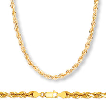 Load image into Gallery viewer, 10K Yellow Gold 5.0MM Solid Rope Chain Diamond Cut Necklace
