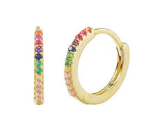 Load image into Gallery viewer, 925 Sterling Silver RAINBOW PETITE HOOP EARRINGS
