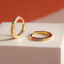 Load image into Gallery viewer, 925 Sterling Silver RAINBOW PETITE HOOP EARRINGS
