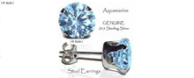 Load image into Gallery viewer, Silver Studs 6mm Made with Crystals From SWAROVSKI(R) Aquamarine
