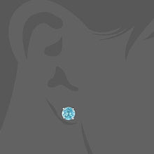 Load image into Gallery viewer, Silver Studs 6mm Made with Crystals From SWAROVSKI(R) Aquamarine
