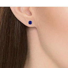 Load image into Gallery viewer, Silver Studs 6 mm Made with Crystals From SWAROVSKI(R)-Sapphire
