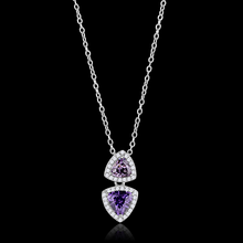 Load image into Gallery viewer, Silver 925 Triangle Pendant Made with AAA-Zircon Round stones-Amethyst
