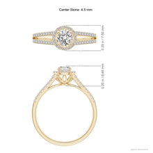 Load image into Gallery viewer, Round Diamond Halo Engagement Ring (Splite)
