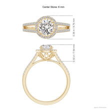 Load image into Gallery viewer, Round Diamond Halo Engagement Ring (Splite)
