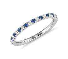 Load image into Gallery viewer, Sapphire and Diamond Eternity Ring in 14k White Gold
