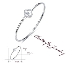 Load image into Gallery viewer, 925 Silver Bangle Clover leaf Pave with AAA-Zircon Made with "Crossfor Component"-Dancing Stones
