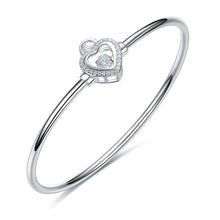Load image into Gallery viewer, 925 Silver Heart Bangle Pave with AAA-Zircon Made with "Crossfor Component"-Dancing Stones
