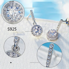 Load image into Gallery viewer, 925 Sterling Silver HALO Round Earrings Made with AAA-Zirconium
