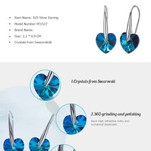 Load image into Gallery viewer, Silver 925 Drop Heart Earrings Made with Blue Sapphire Crystals From SWAROVSKI(R)
