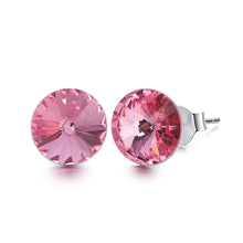 Load image into Gallery viewer, 925 Sterling Silver 6mm studs Round Earrings Made with AAA-Zirconium-Rose
