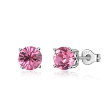 Load image into Gallery viewer, Silver Studs 6 mm Made with Crystals From SWAROVSKI(R)-Rose
