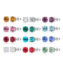 Load image into Gallery viewer, Silver Studs 6 mm Made with Crystals From SWAROVSKI(R)-Amethyst
