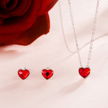 Load image into Gallery viewer, 925 Sterling Silver HEART Set Made with Ruby Crystals from Swarovski(R)
