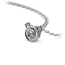 Load image into Gallery viewer, Round Bezel White14K Gold Diamond Solitaire Pendant
