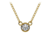 Load image into Gallery viewer, Round Bezel Yellow14K Gold Diamond Solitaire Pendant
