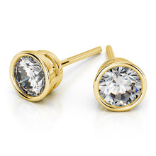 Load image into Gallery viewer, Bezel Diamond Stud Earrings In Yellow 14K Gold
