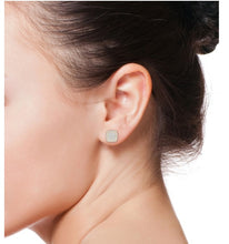 Load image into Gallery viewer, Halo Cushion Diamond Stud Earrings In Yellow 14K Gold
