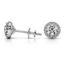 Load image into Gallery viewer, Halo Diamond Stud Earrings In White 14K Gold
