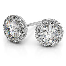 Load image into Gallery viewer, Halo Diamond Stud Earrings In White 14K Gold
